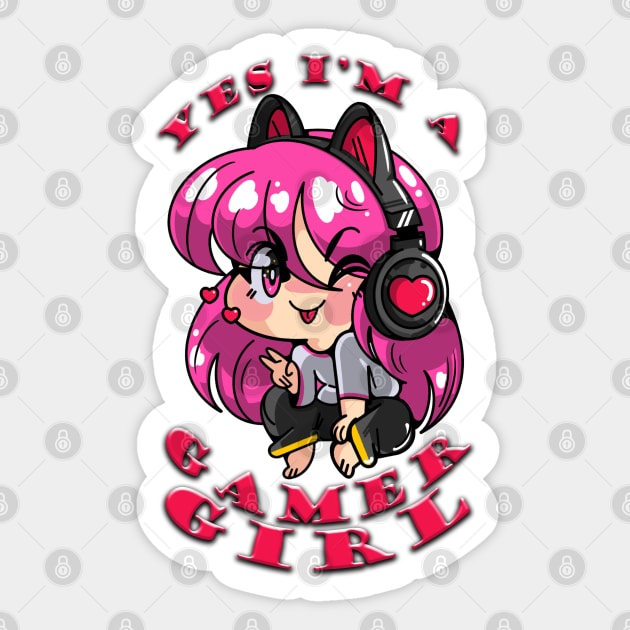 Yes Im A Gamer Girl Red Sticker by Shawnsonart